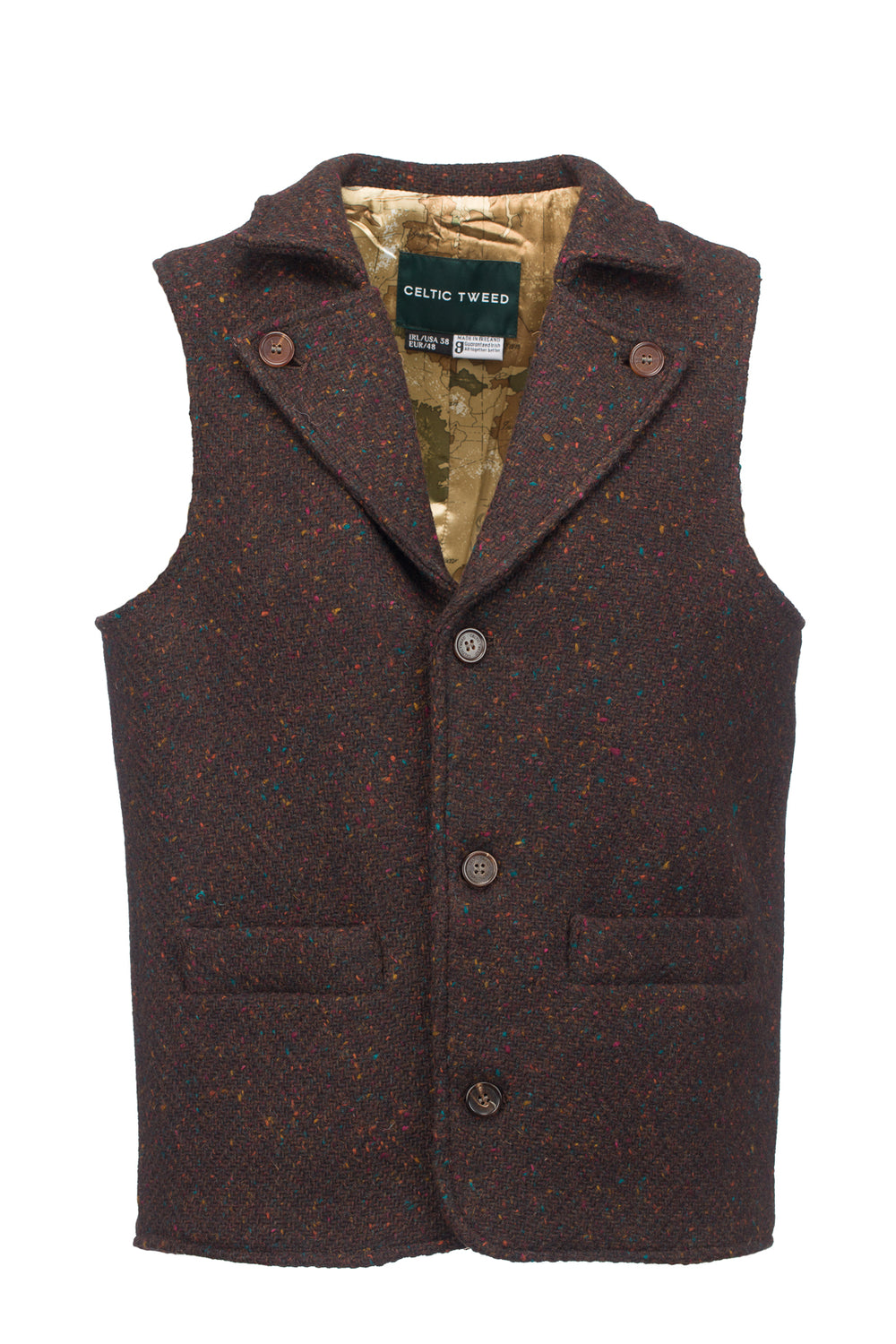 Man Of Aran Bog Brown Tweed Waistcoat & Vest