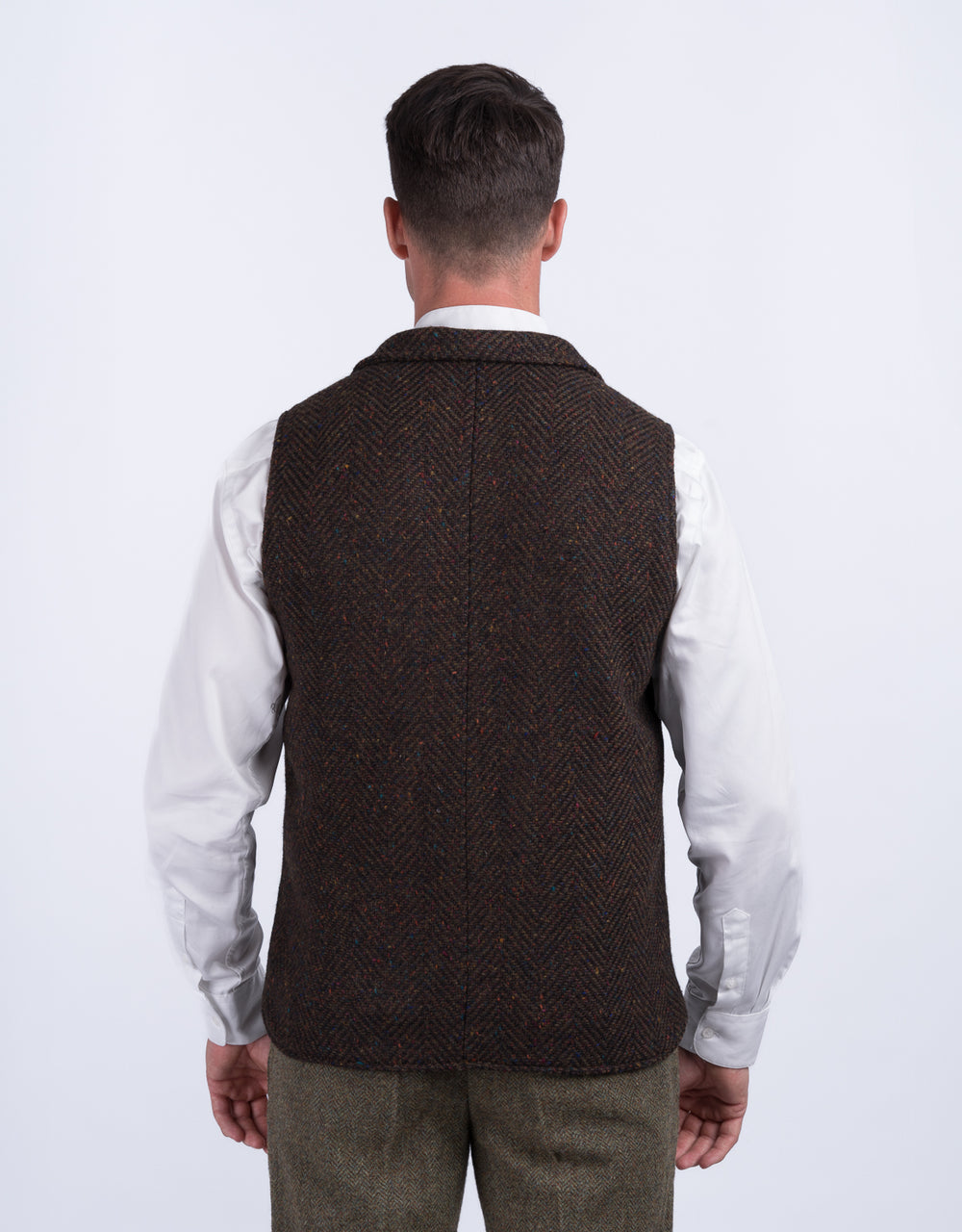 Man Of Aran Bog Brown Tweed Waistcoat & Vest
