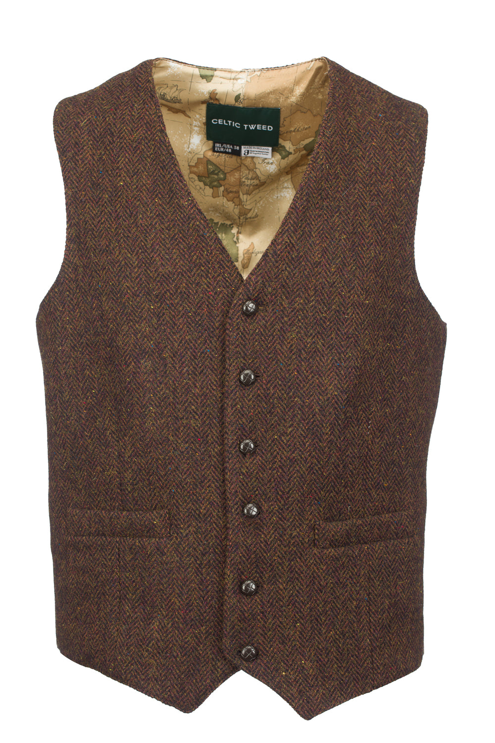 O'Brien Brown Herringbone Tweed Waistcoat & Vest