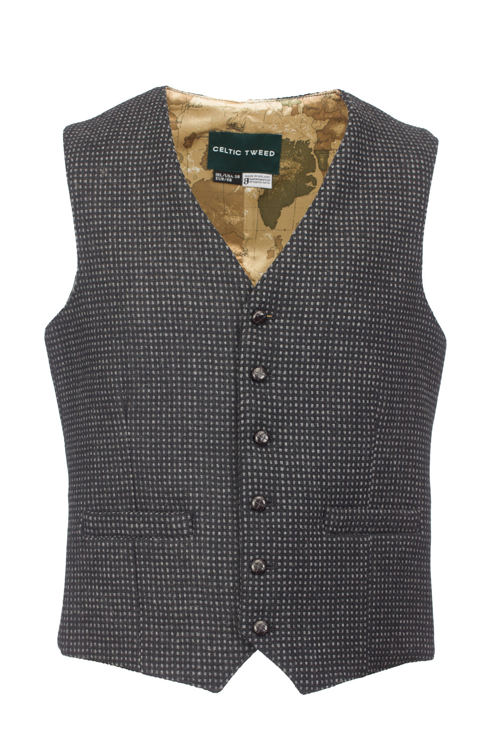 Schwarze Tweedweste mit grauem Karomuster