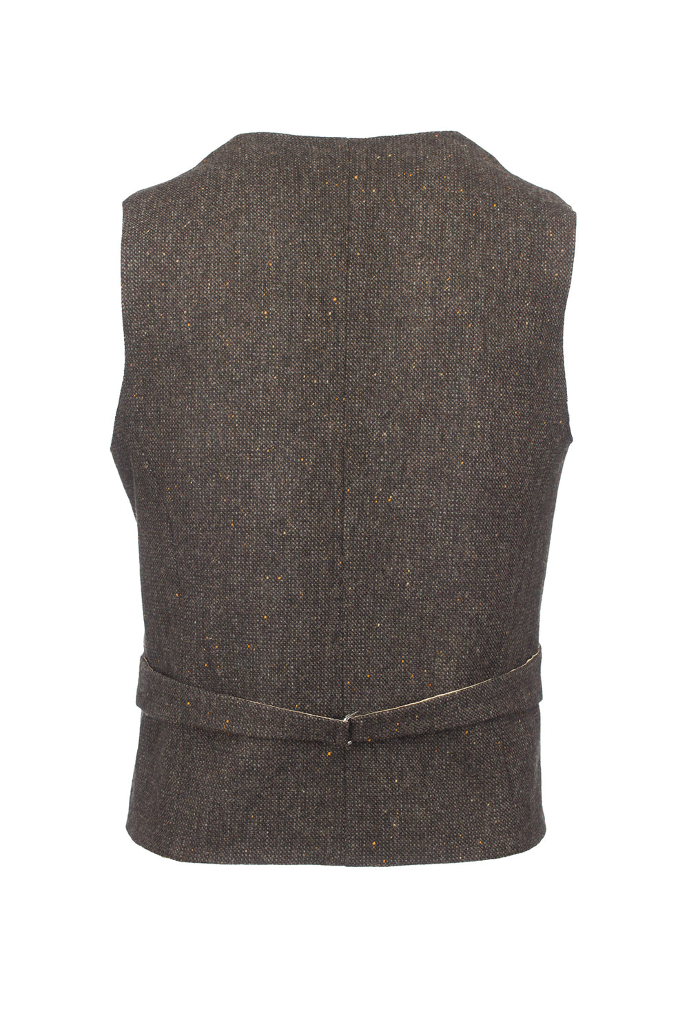 Oscar Wilde Brown Hopsack Tweed Waistcoat & Vest With Revere