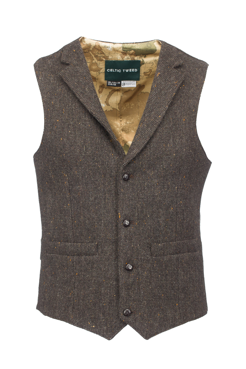 Oscar Wilde Brown Hopsack Tweed Waistcoat & Vest With Revere
