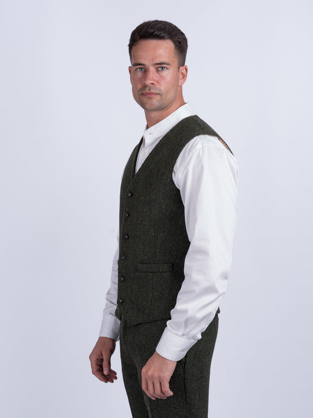 McDonagh Green Herringbone Tweed Waistcoat & Vest