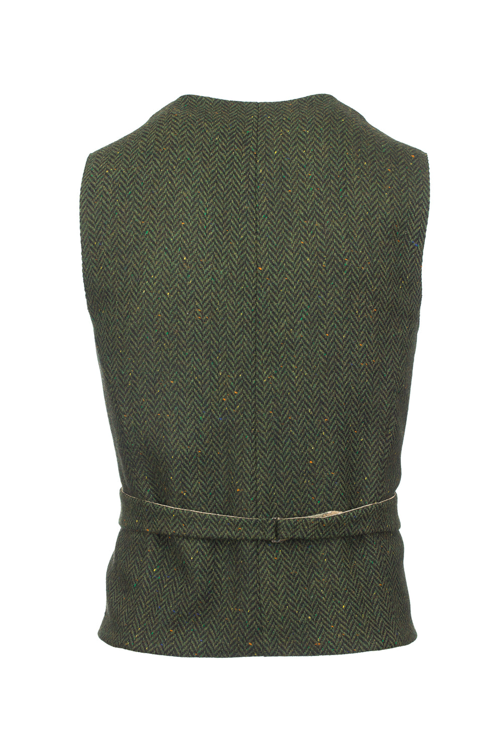Pearse Green Herringbone Tweed Wool Waistcoat & Vest