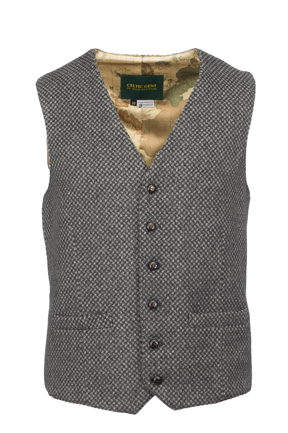 Griffin Dark Grey with Light Grey Diamond Pattern Tweed Waistcoat