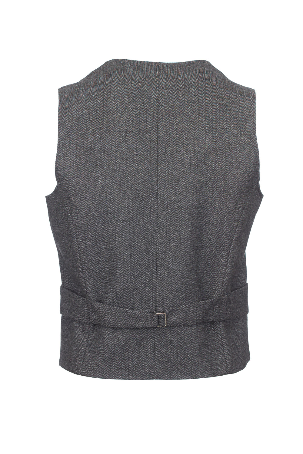 Behan Grey Herringbone Tweed Waistcoat & Vest with Revere