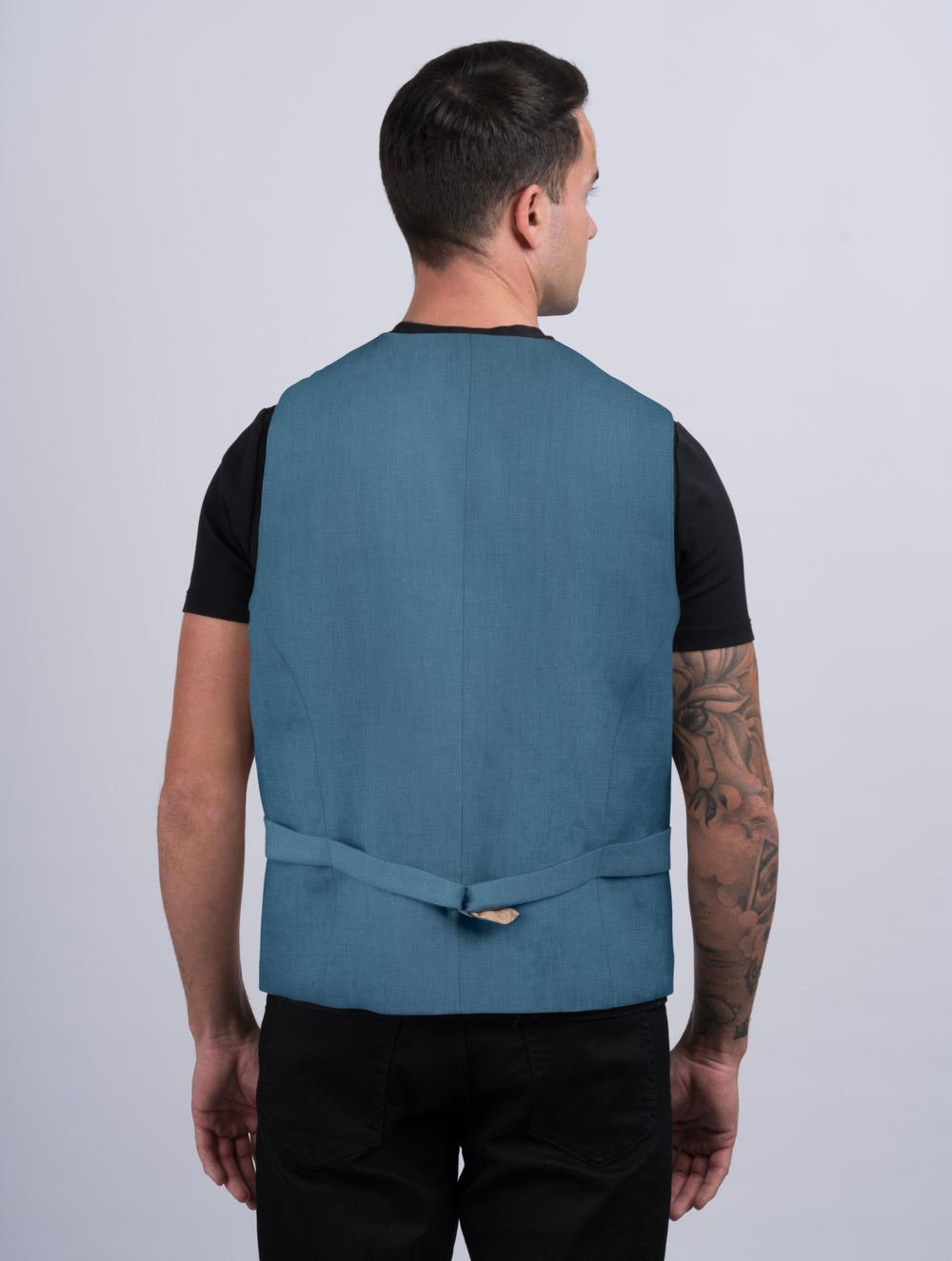 Mens Seafoam Linen Waistcoat & Vest With Revere