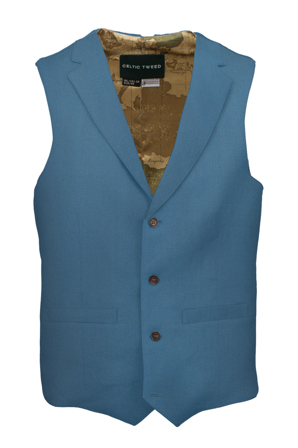 Mens Seafoam Linen Waistcoat & Vest With Revere