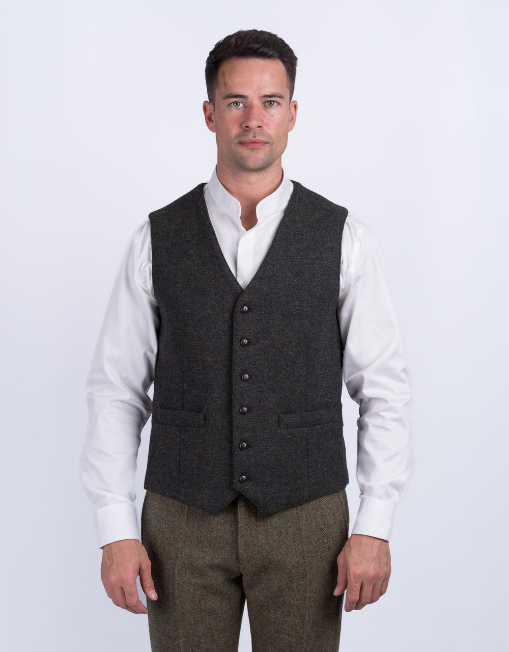 Light Green Tweed Waistcoat & Vest