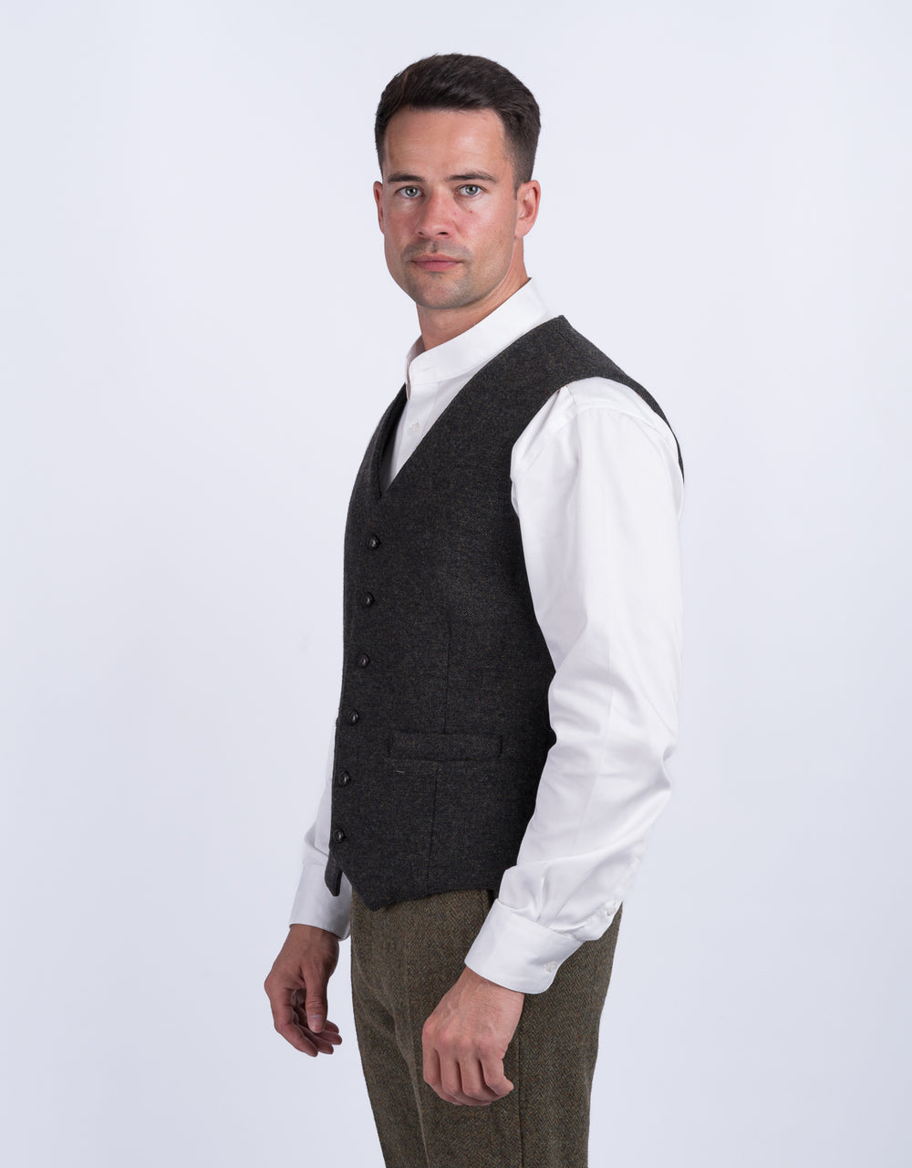Light Green Tweed Waistcoat & Vest