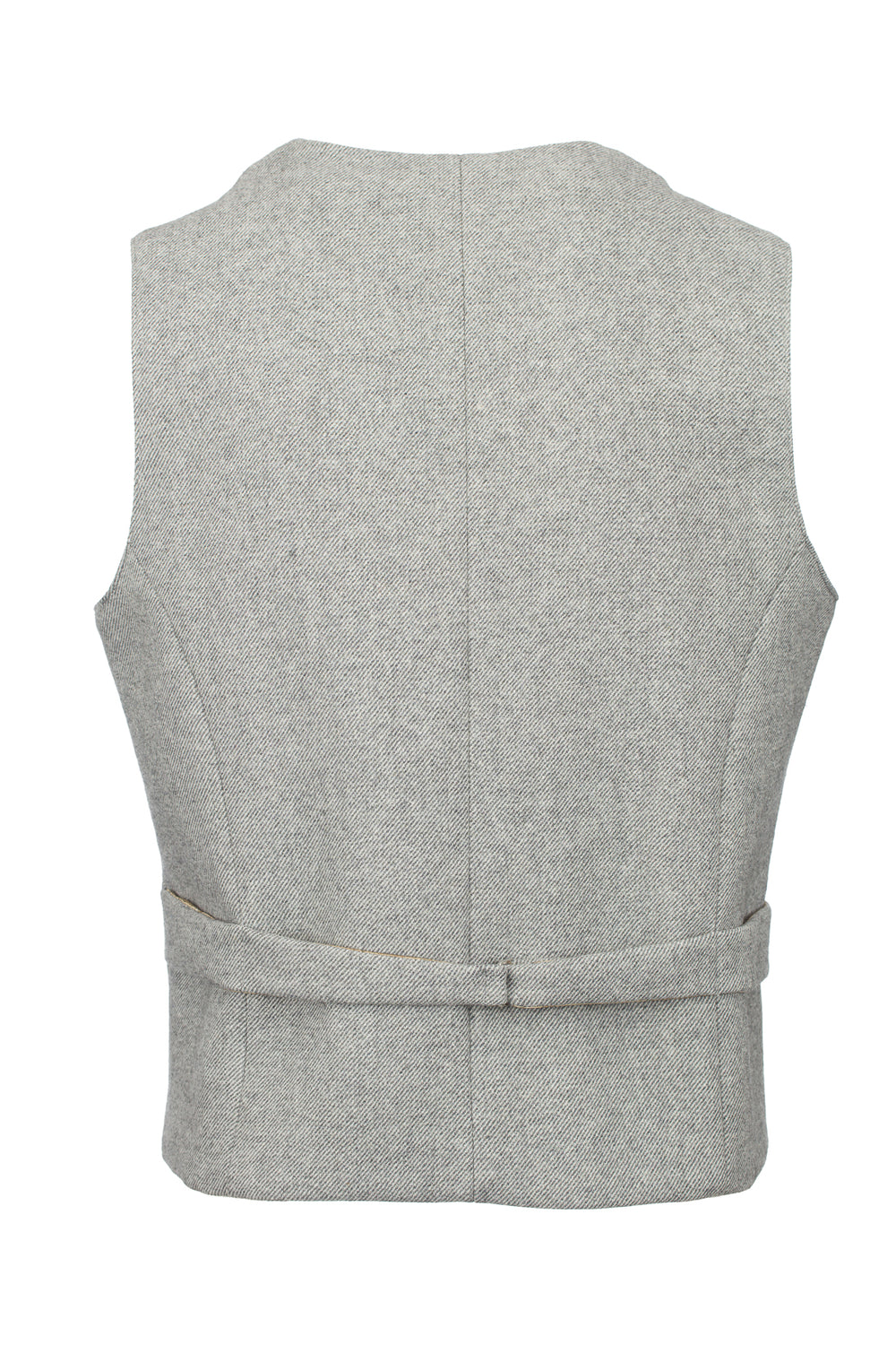 Light Grey Twill Tweed Waistcoat With Revere
