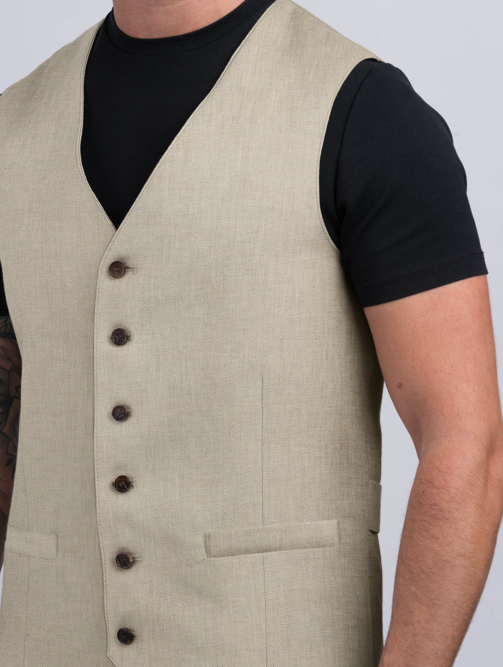 Mens Natural Linen Waistcoat & Vest