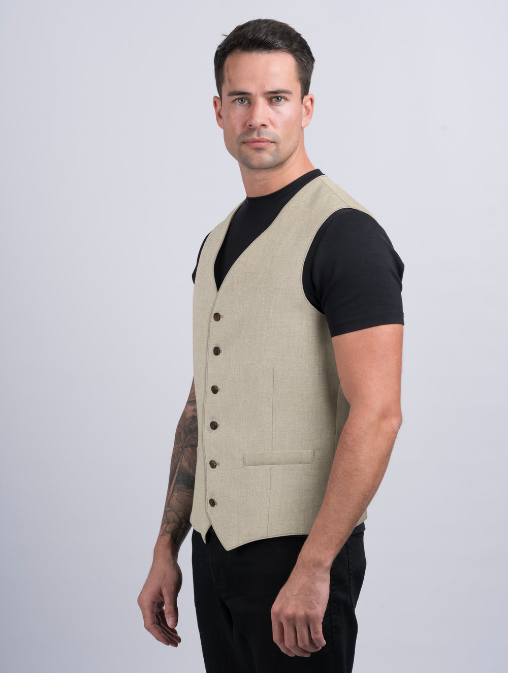 Mens Natural Linen Waistcoat & Vest