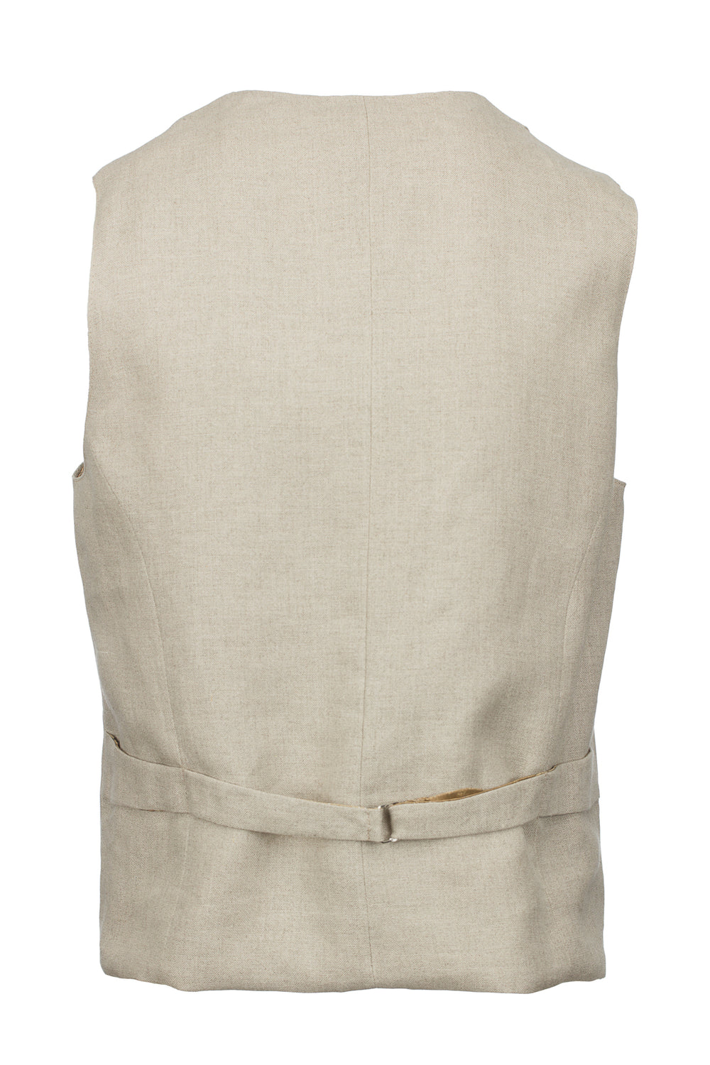 Mens Natural Linen Waistcoat & Vest With Revere