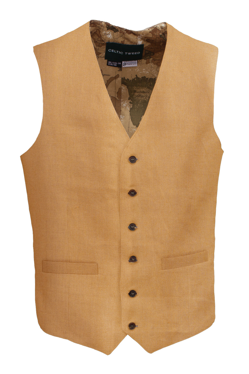 Mens Caramel Linen Waistcoat & Vest