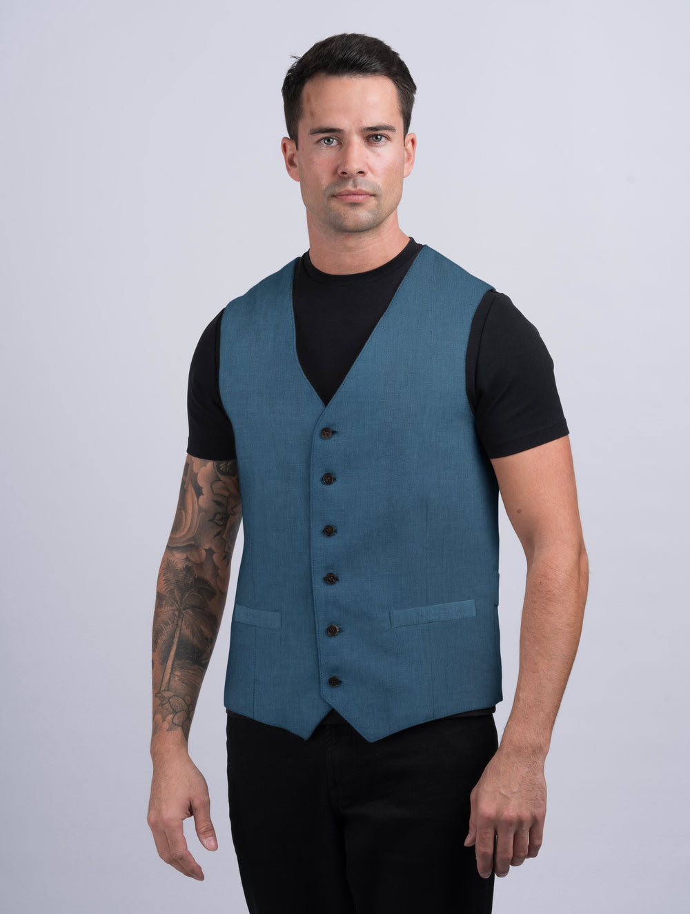 Mens Seafoam Linen Waistcoat & Vest