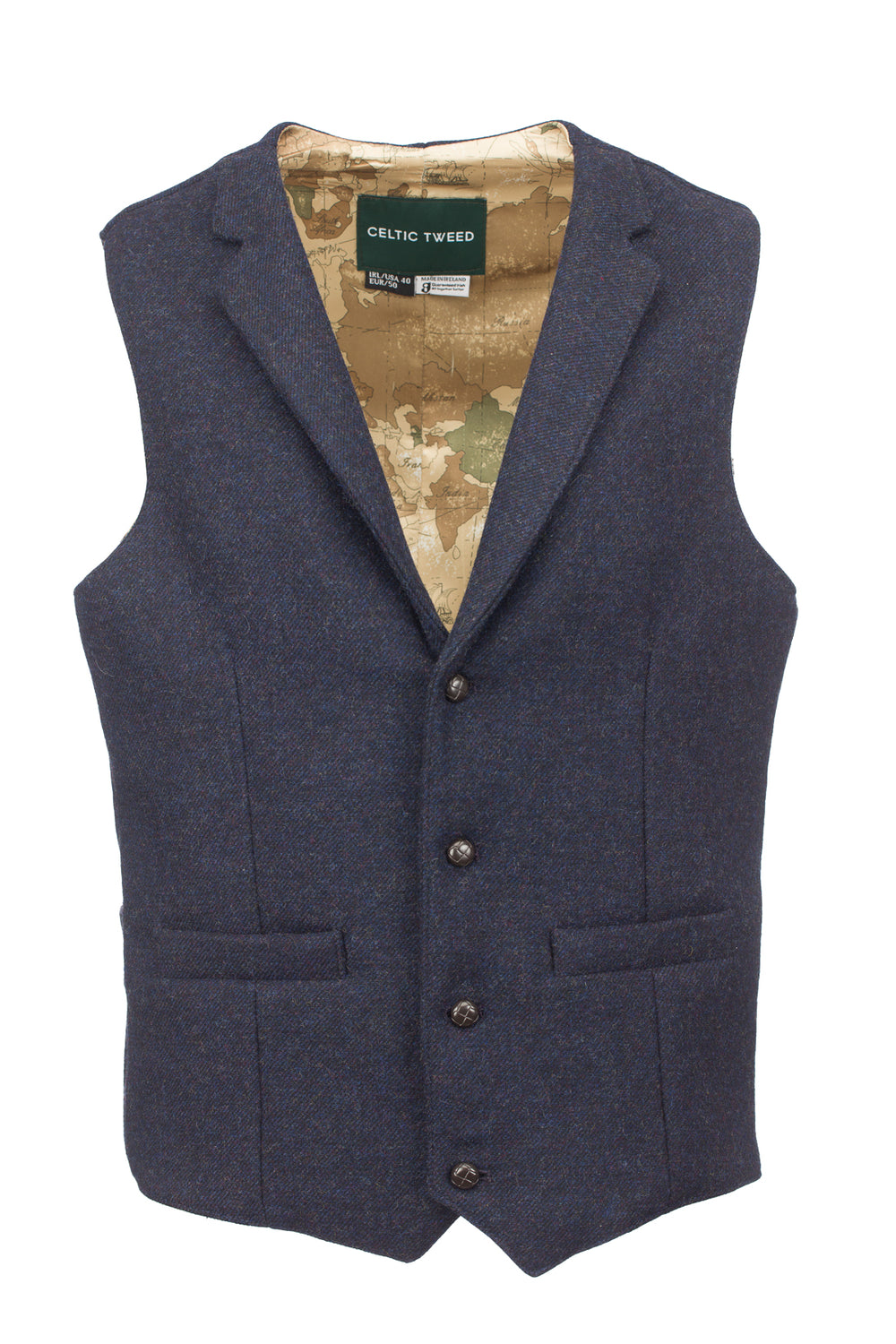 Ryan Navy Twill Tweed Waistcoat with Revere