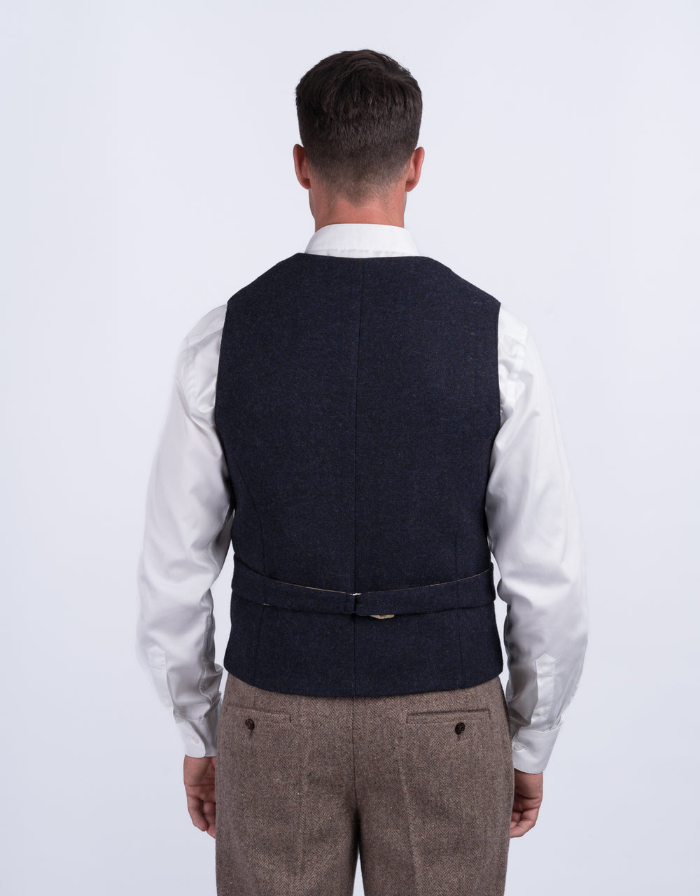 Ryan Navy Twill Tweed Waistcoat with Revere