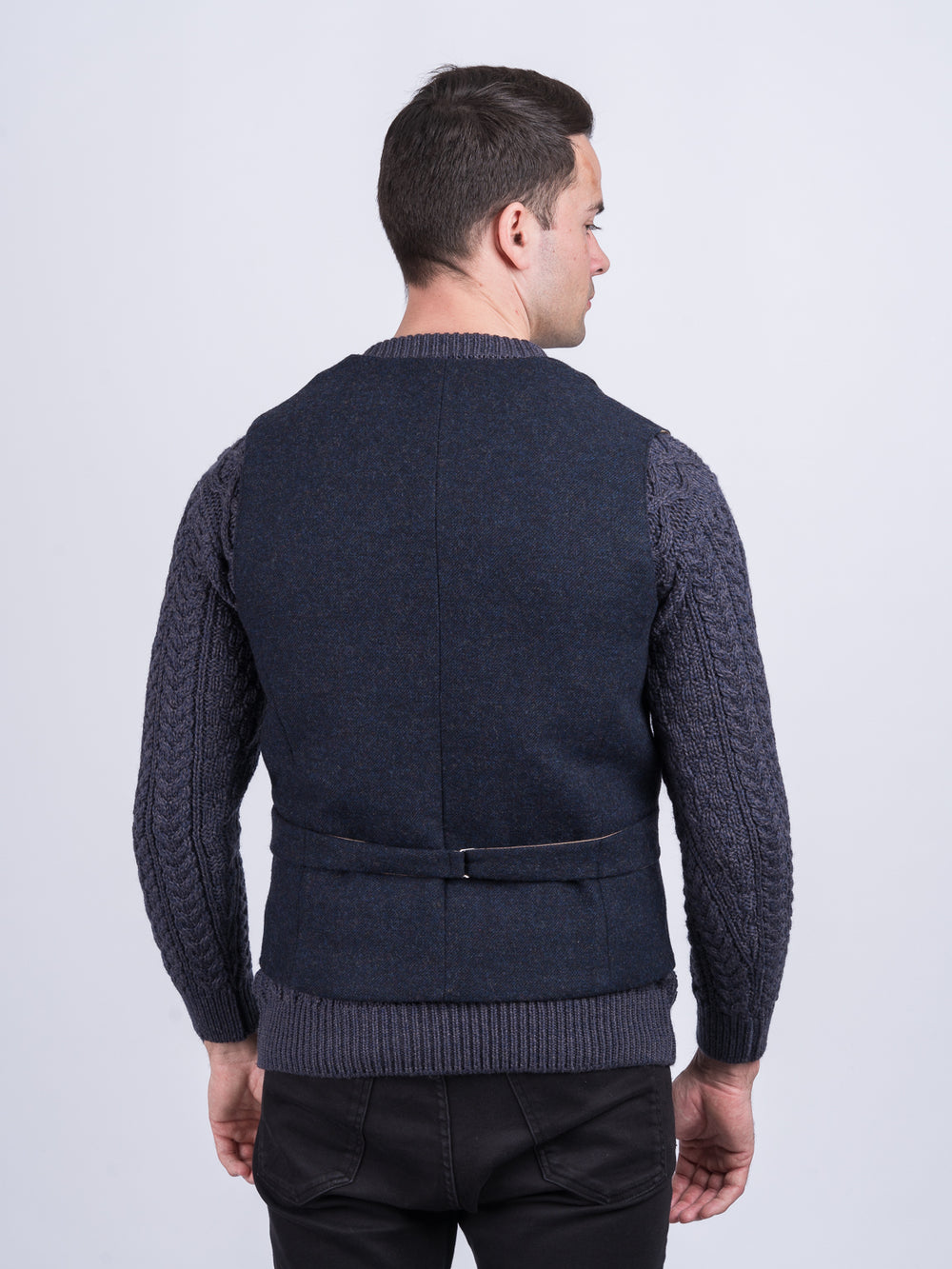 Ryan Navy Twill Tweed Waistcoat with Revere