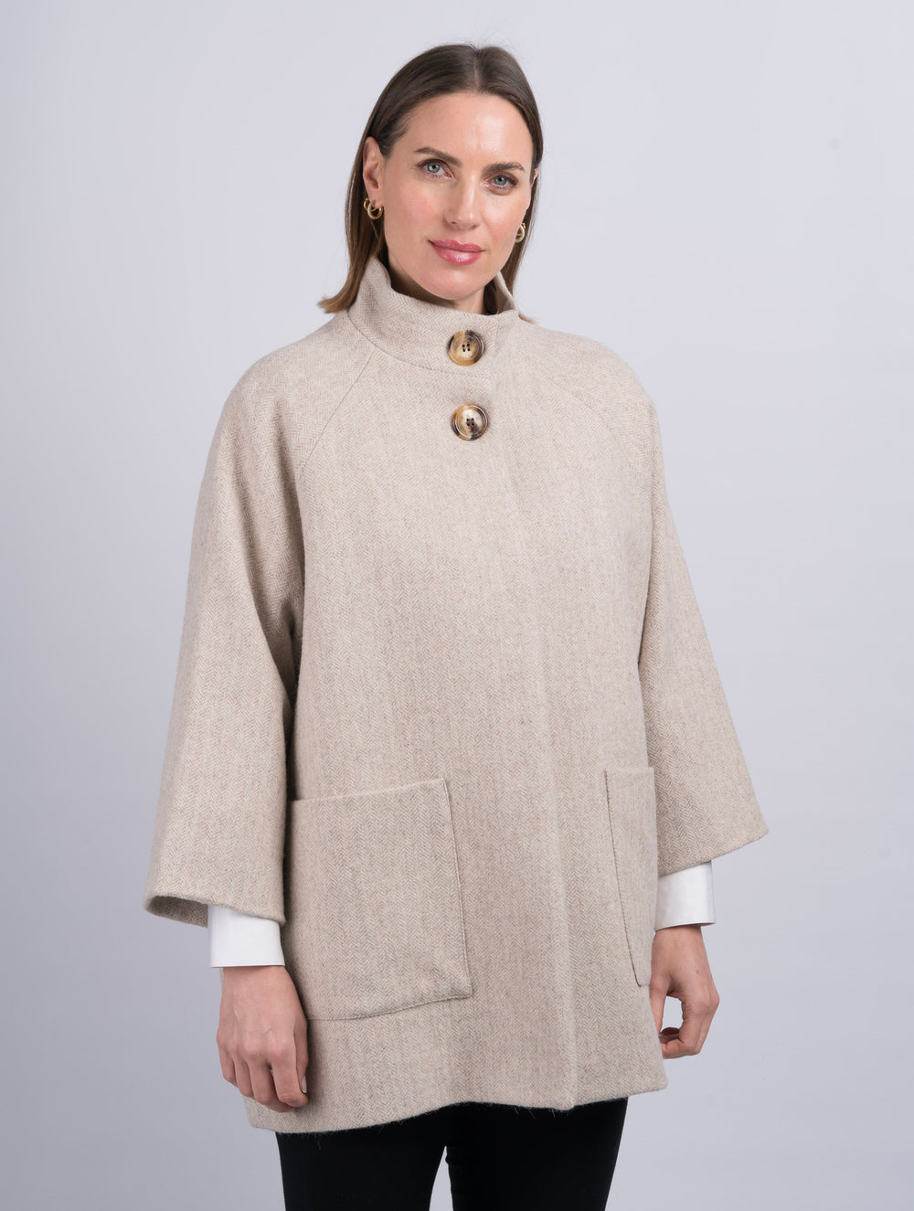 Women's Tweed Alpaca Cape Coat