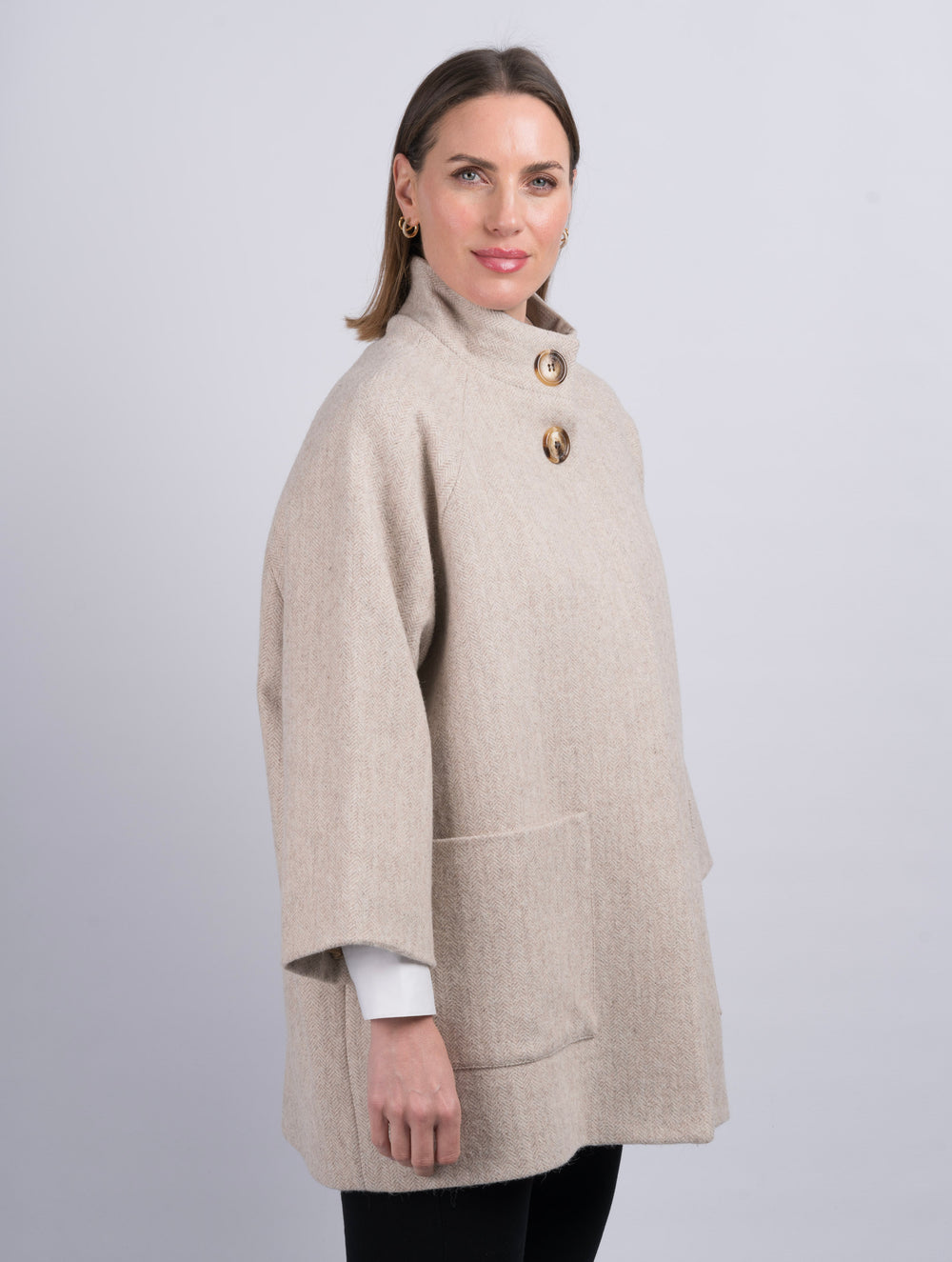 Women's Tweed Alpaca Cape Coat