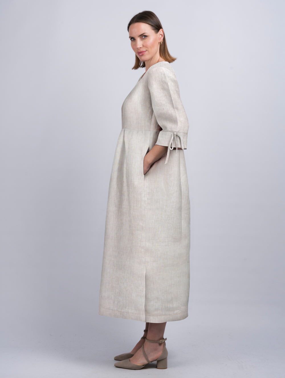 Women's Linen Desert Dress With Sleeves