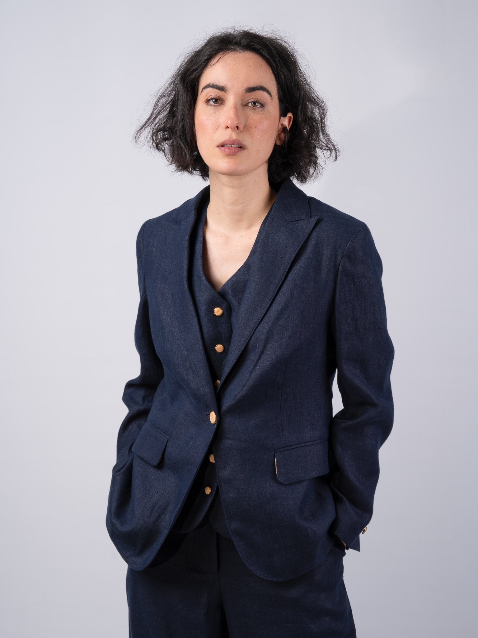 Women's Navy Linen Jacket & Blazer – Celtic Tweed