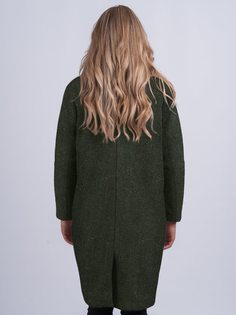 Green Herringbone City Coat