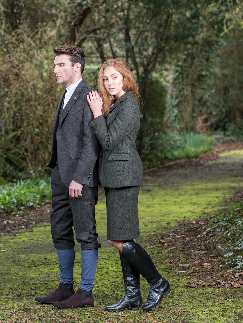 Green Knee Length Tweed Skirt