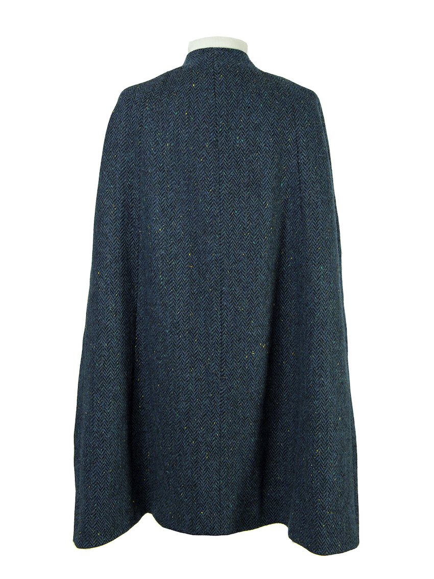 Blauer Tweed-Umhang für Damen