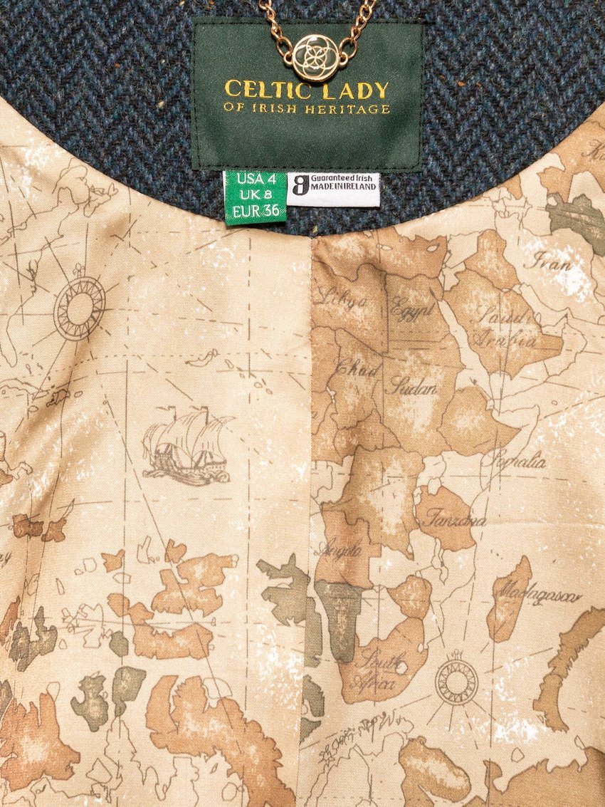 Blauer Tweed-Umhang für Damen