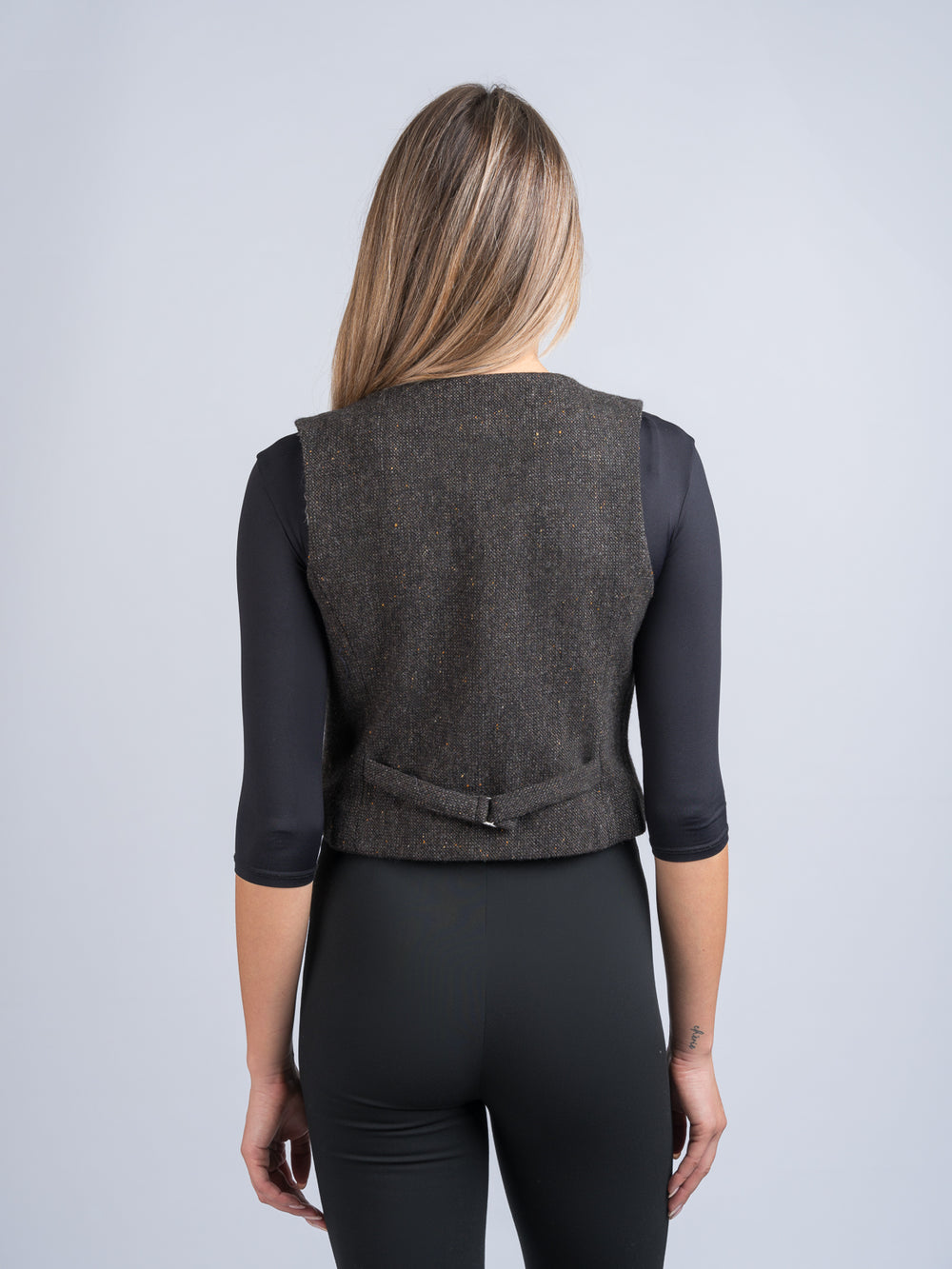Women's Brown Hopsack Tweed Waistcoat & Vest