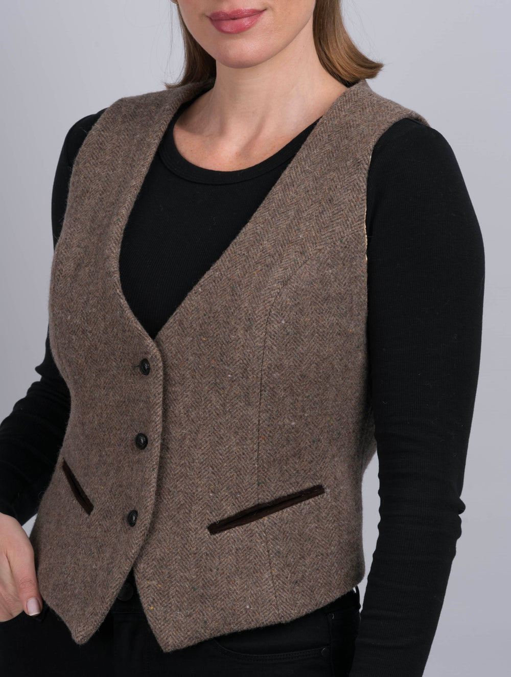 Women's Fawn Tweed Waistcoat