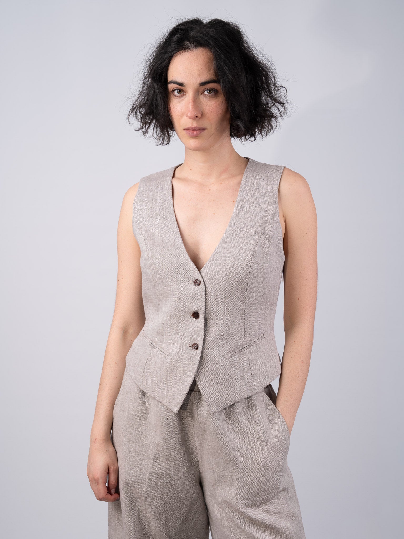 Women's Desert Linen Waistcoat - Luxury Women's Vest | Irish Linen