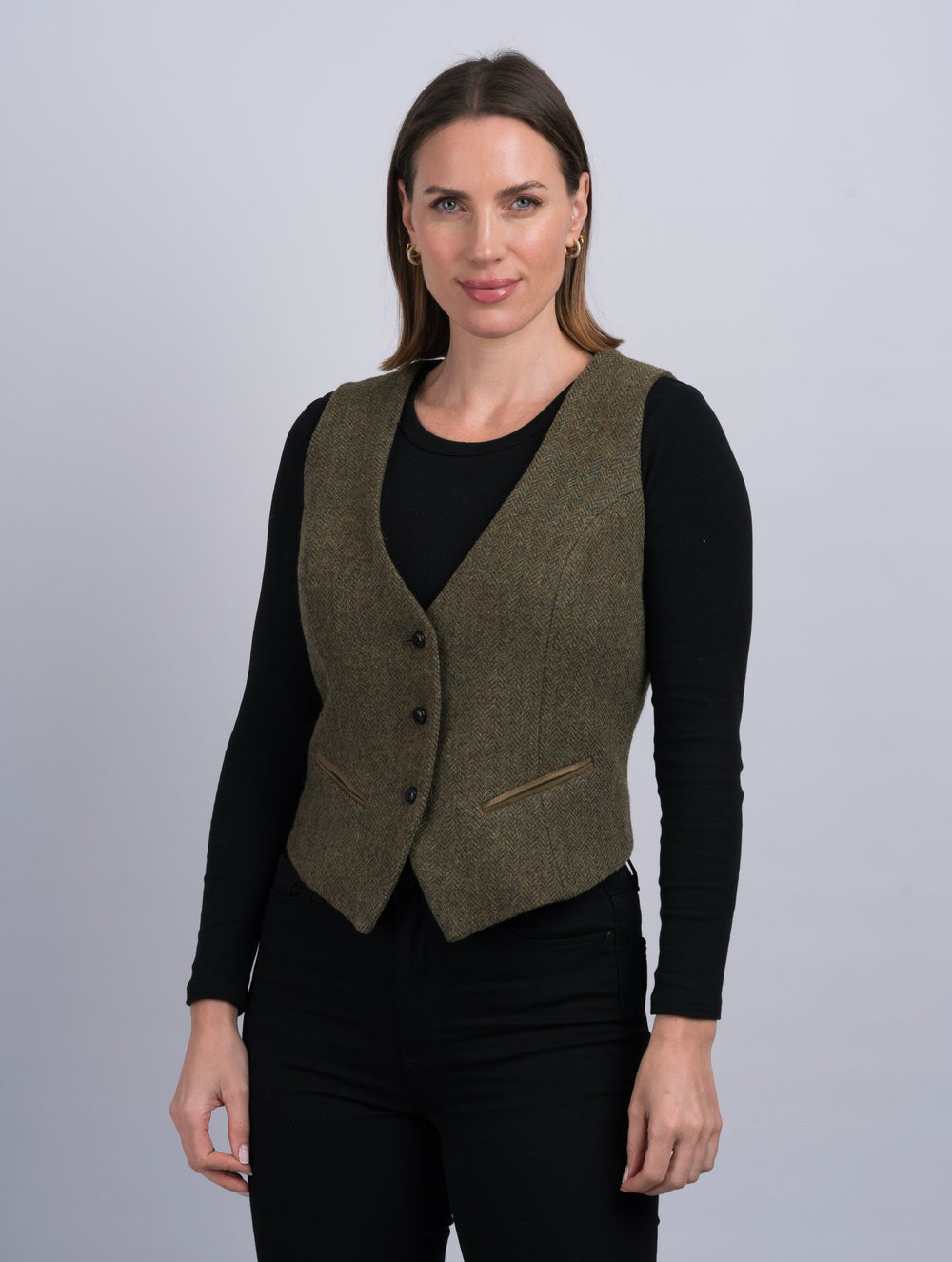 Women's Moss Green Tweed Waistcoat