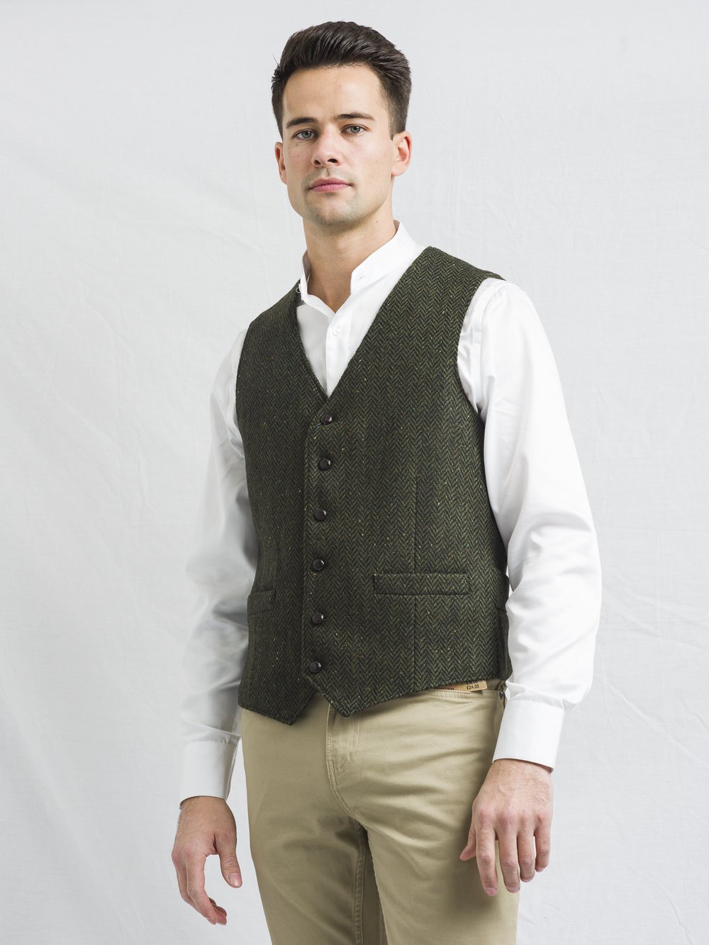 McDonagh Green Herringbone Tweed Waistcoat & Vest