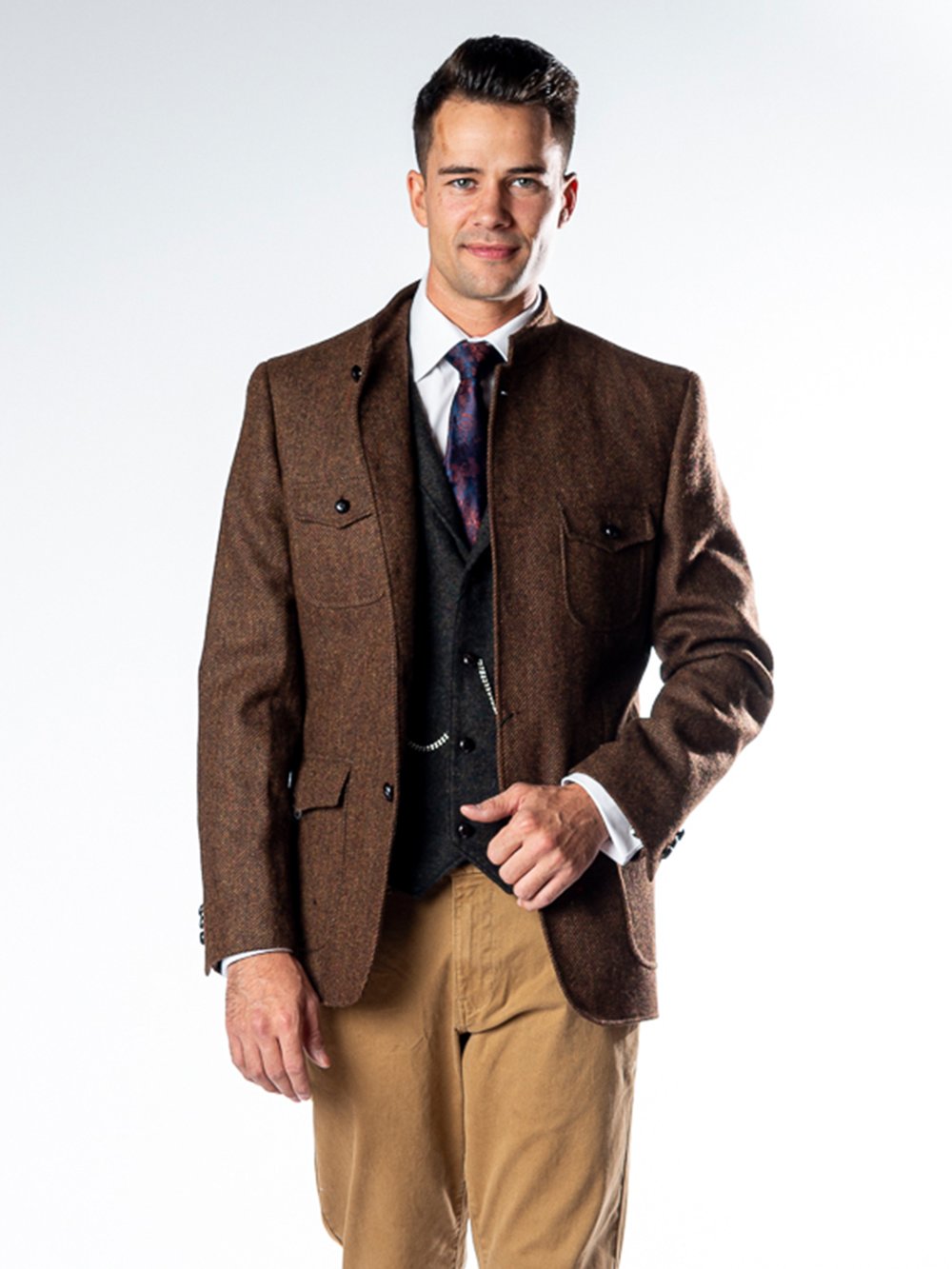 Veste Heritage en tweed marron Nerhu