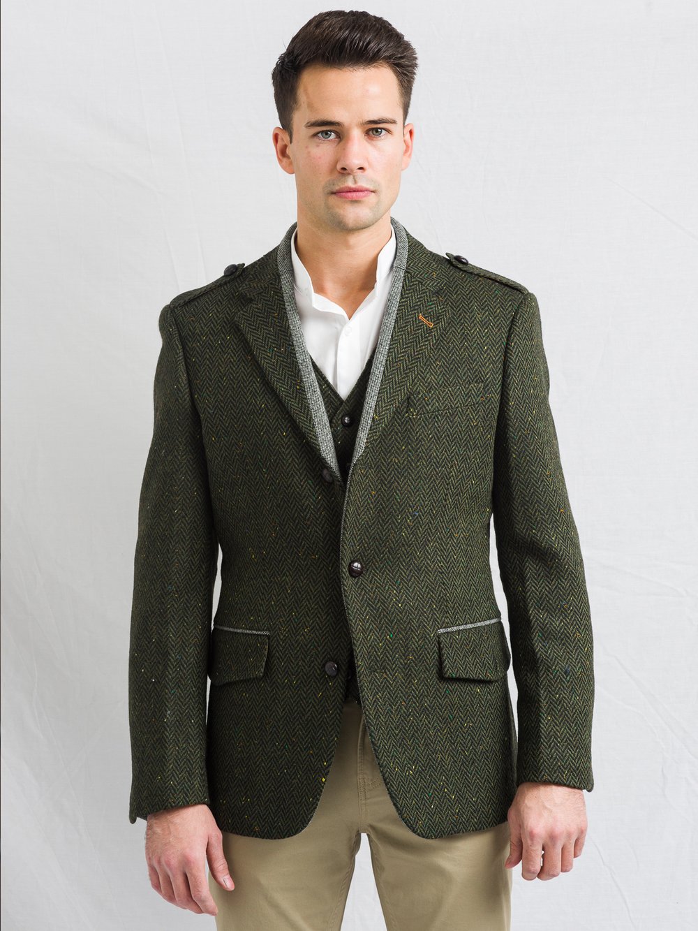 Pearse Green Herringbone Tweed Jacket