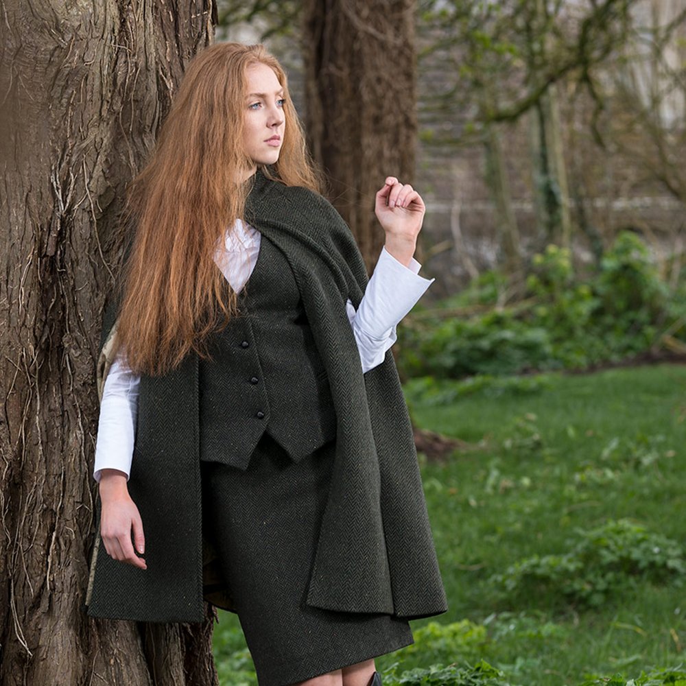 Green Herringbone Tweed Cape Stylish Women's Cape – Celtic Tweed
