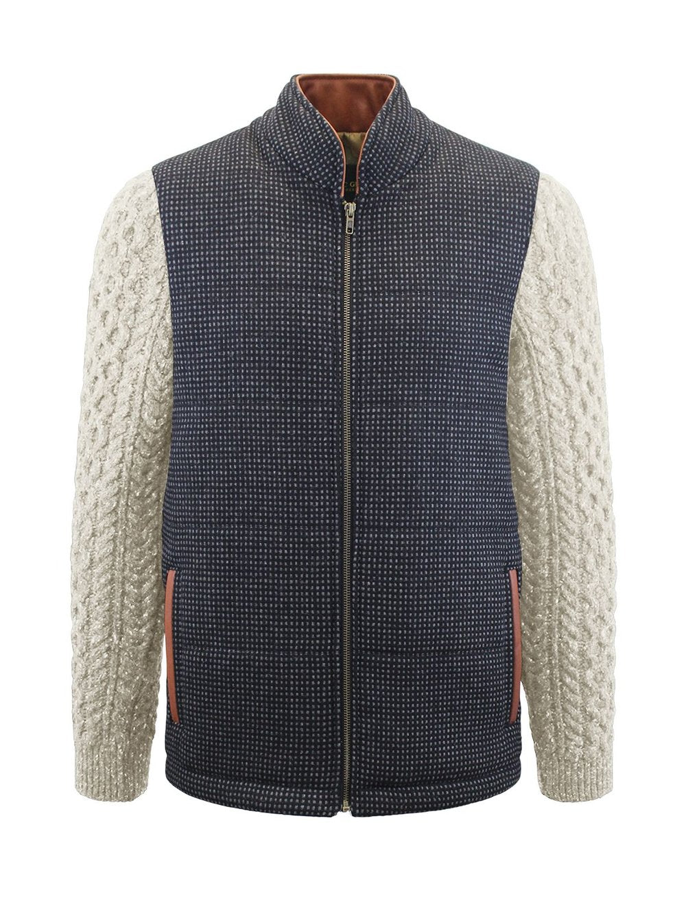 Black Shackleton Jacket with Natural Cable Knit Sleeve