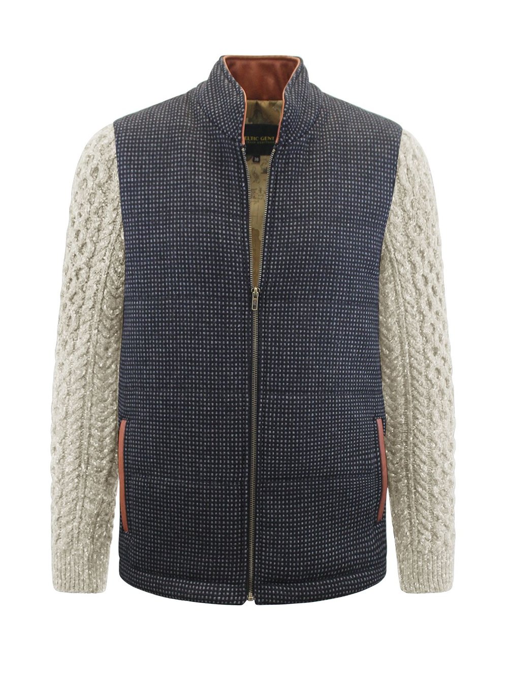 Black Shackleton Jacket with Natural Cable Knit Sleeve