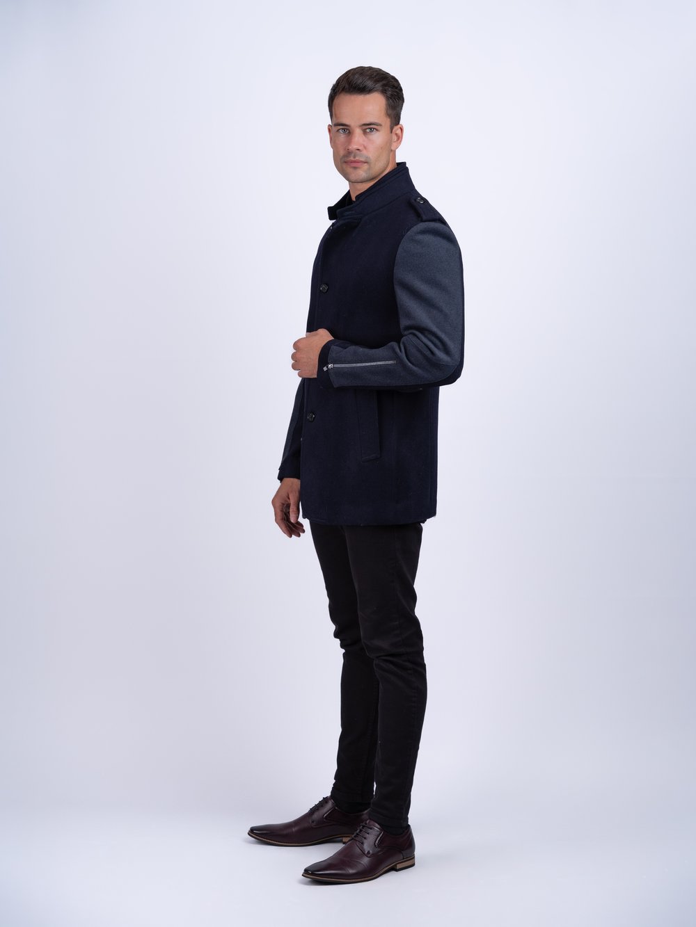 Men's Navy Wool Coat
