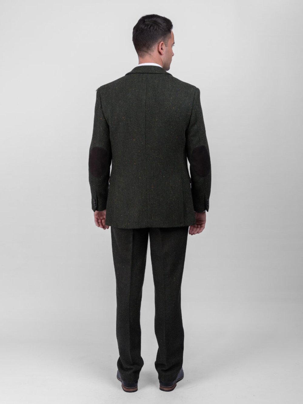 Green Herringbone Tweed Trousers & Pants