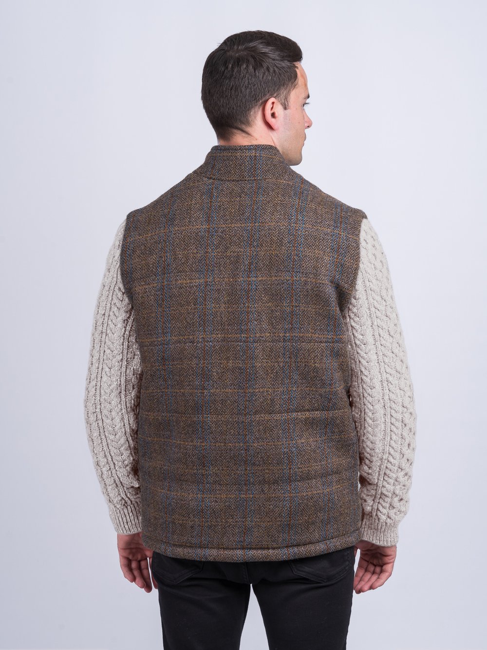 Horse Brown Shackleton Jacket with Natural Cable Knit Sleeve