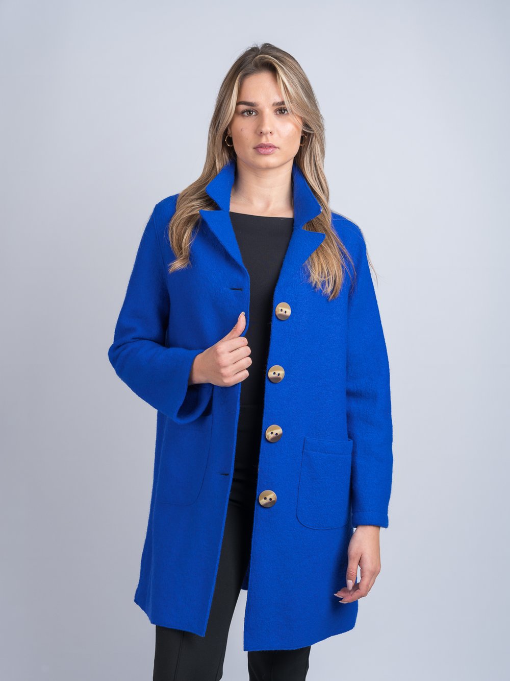 Königsblauer Swing-Mantel