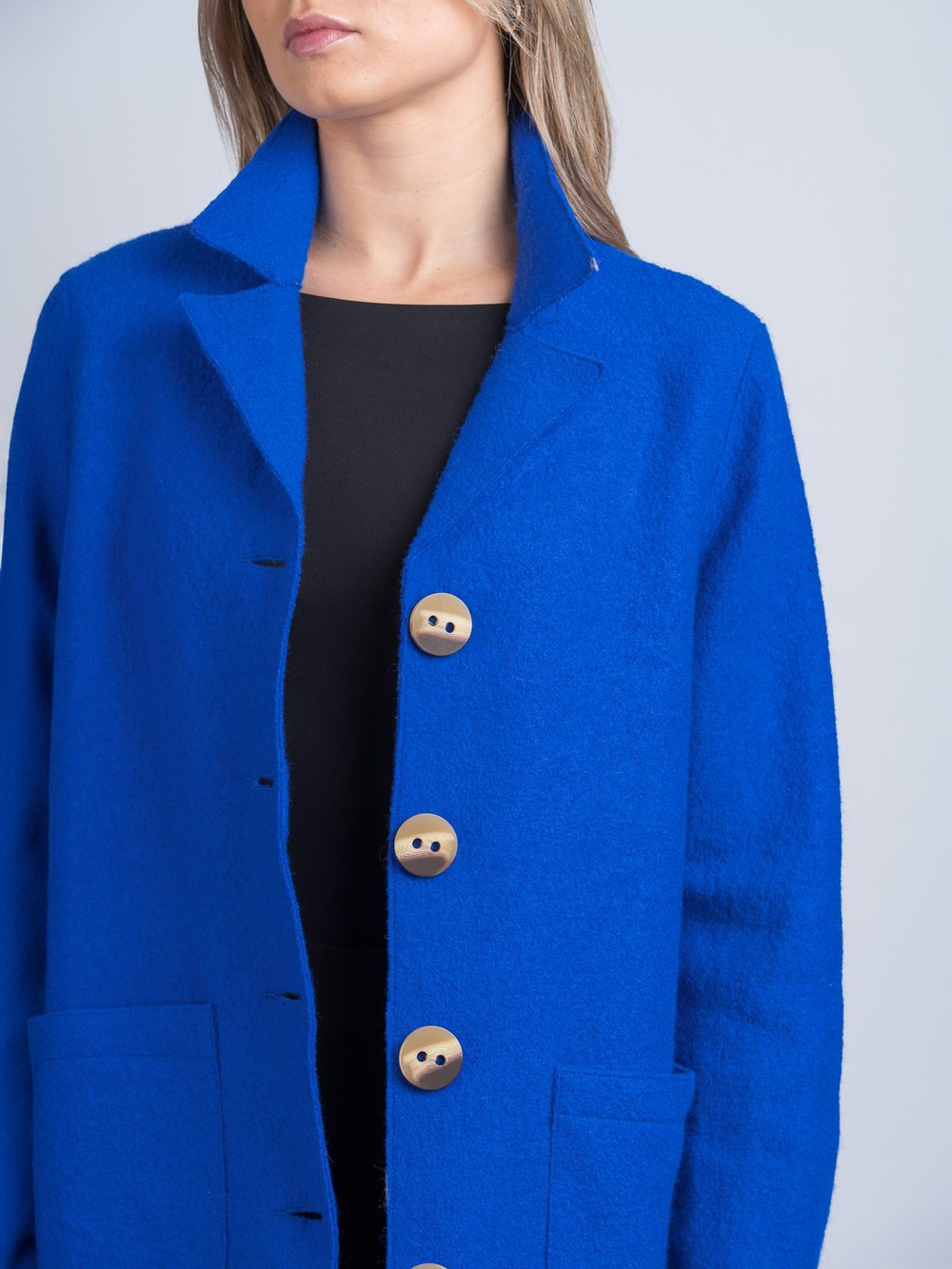 Königsblauer Swing-Mantel