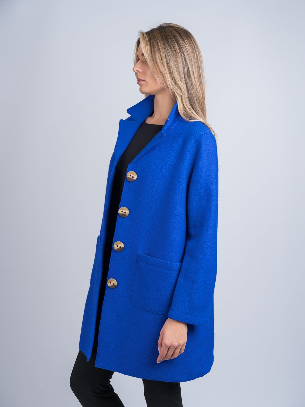 Königsblauer Swing-Mantel