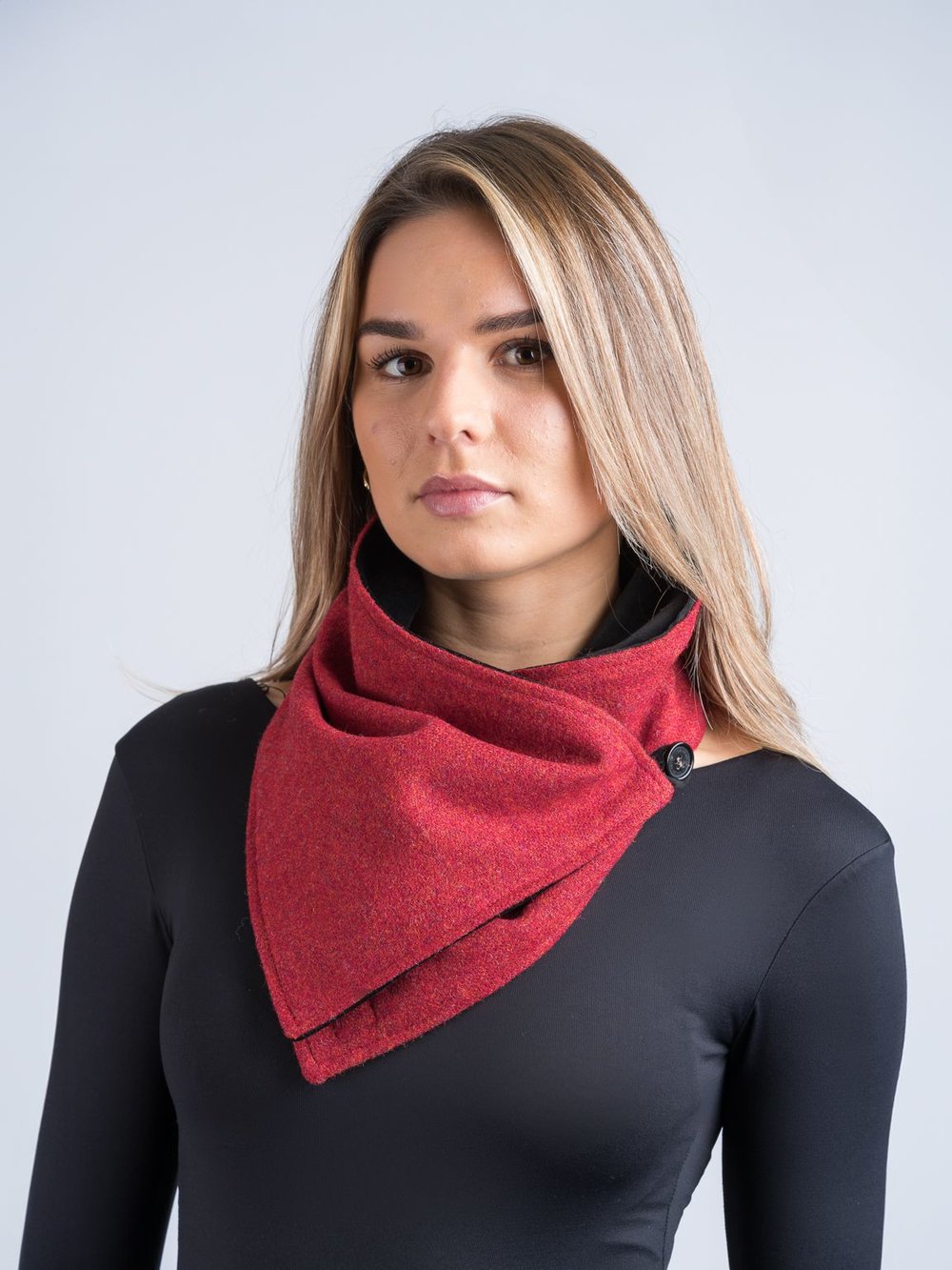 Orange Tweed Snood Scarf with Reversible Velvet Snood