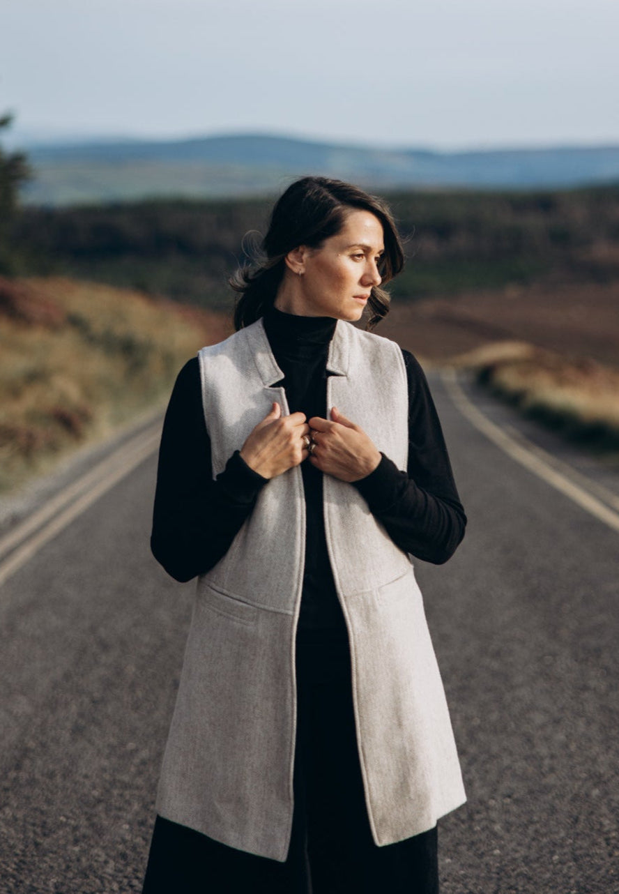 Women's Alpaca Tweed Long Gilet