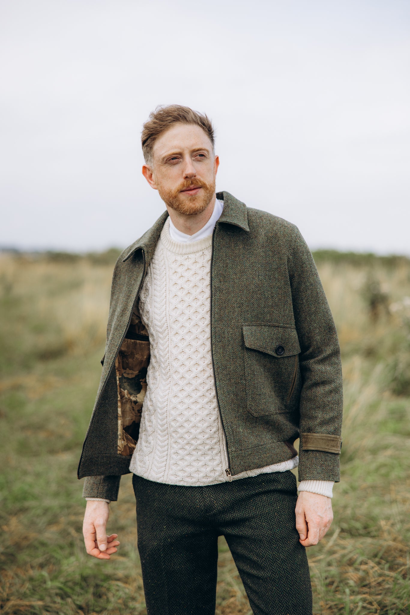 Moss Green Tweed Aviator Jacket – Celtic Tweed